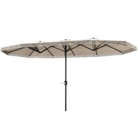 15ft Rectangle Patio Umbrella Extra Large Outdoor Umbrella With Fringe And Crank Handle, Cream White (red: Cream White)
