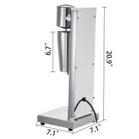 Milkshake Maker Kit, Stainless Steel Electric Milkshake Maker, 180W Milkshake Machine, Single Head Classic Milkshake Maker With 800ml Cup, Silver (red: Silver)