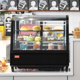 Refrigerated Display Case, 3.5 Cu.Ft./100L, 2-Tier, Countertop Pastry Display Case Commercial Display Refrigerator With LED Lighting, TURBO Cooli (red: Black)