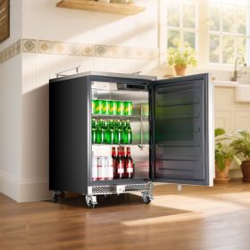 Beer Kegerator With CO2 Tank Triple-Tap Beer Dispenser 160L Refrigerator (red: Silver)