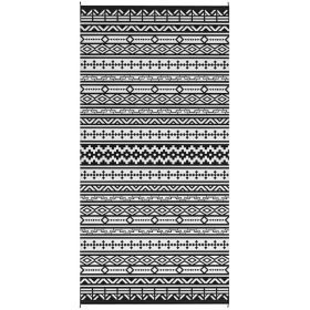 Reversible Outdoor Rug, Waterproof Plastic Straw With Carry Bag, 9 X 18, Black  White Geometric Wall (red: Black)