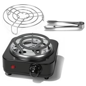 1Pc Electric Charcoal Burner 500W Hookah Charcoal Burner Compact Coal Burner For Hooka Cubes Shisha With Grill And Tongs 5 Temperature Gears Ther (red: Black)