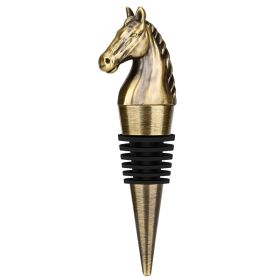 Luxury Horse Head Wine Bottle Stopper Animal-shaped Wine Stopper For Preserving Red Wine, A Kitchen Storage Gift, A Birthday Gift For Universal W (red: Bronze HJS0405)