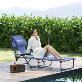 Folding Lounge Chair W Reclining Back, Gray (red: Gray)
