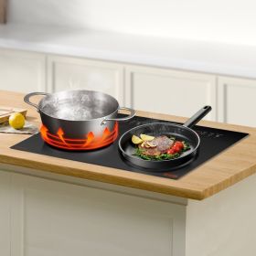 1800W 2 Burner Induction Cooktop Electric Countertop Burner Touch Control (red: Black)
