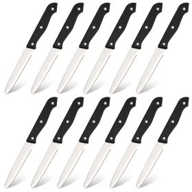 12-piece Kitchen Knife And Accessory Set With High-carbon Stainless Steel Blades, Including Meat And Steak Knives, With ABS Handles (red: Primary color)
