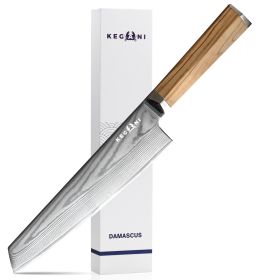 Kegani 8 Inch Kiritsuke Knife, Japanese Chef Knife 67 Layers VG-10 Damascus Kiritsuke, Italian Olive Wood FullTang Handle Natural Texture Japanes (red: Kiritsuke Knife)