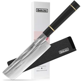 Qulajoy Chef Knife 8 Inch - Hand Forged Swedish Sandvik Steel Gyuto Cooking Knife - Professional Japanese Kitchen Knife - Classic Octagonal Handl (red: Nakiri)