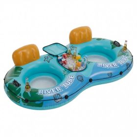 2 Inflatable River Floaters, Equipped With Detachable Refrigerators And Two Cup Holders, Featuring A Supportive Backrest, And With GRAP Ropes (red: Greenblue)