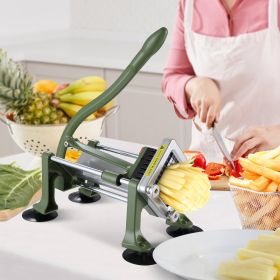 French Fry Cutter Stainless Steel Potato Vegetable Slicer Chopper W/ Blade (red: Green)