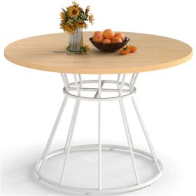 Natural 47" Round Dining Table , Family-Sized For 4-6 People, Hourglass Metal Base & Curved Tabletop (red: defaulttitle)