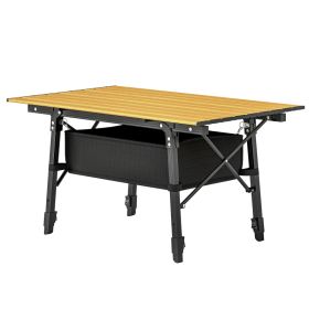 3ft Aluminum Small Folding Table, Portable Camping Table With Storage Bag, Carry Bag For Outdoor Picnic BBQ, Brown (red: Brown)