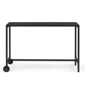 55' Outdoor Bar Table With Wheels, Rectangle Narrow Counter Height Table, Ideal Bar Height Table For Balcony Patio Garden Yard Poolside, Black (red: defaulttitle)