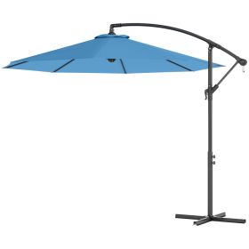10 Cantilever Tilt Offset Patio Umbrella W UV & Water Safe Material & Cross Base Weight Not Included, Blue (red: Blue)