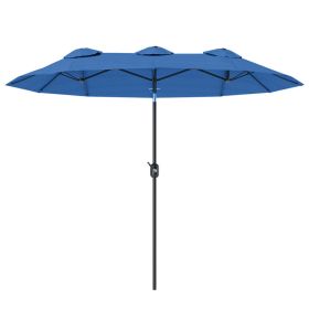 Double-sided Patio Umbrella, 9.5 Outdoor Umbrella With Push Button Tilt And Crank, 3 Air Vents And 12 Ribs, Navy Blue (red: Navy Blue)