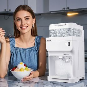 Commercial Ice Shaver 220LBS/H Electric Ice Crusher Snow Cone Maker White (red: White)