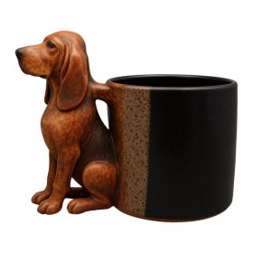 3D  Handmade Dachshund Mug, Creative 3D Animal Shape Ceramic Mug,11 Oz Unique Dog Coffee Mugs (red: A)