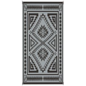 Reversible Outdoor Rug, Waterproof Plastic Straw With Carry Bag, 9 X 18, Black & Gray Square Patchwork (red: Black)