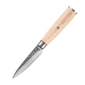 Damascus Steel Hand Kitchen Knife (red: 3.5inch fruit knife)
