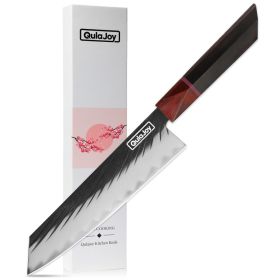 Qulajoy Forged Boning Knife, Japanese Fillet Knife With Sandalwood Handle, Three-Layers Composite HC Steel Kitchen Knives (red: Kiritsuke Knife)