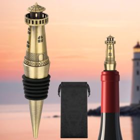Creative Lighthouse Wine Stopper, Seals The Aroma Of Wine, Protects High-quality Wine, And Serves As A Premium Tool For Wine Preservation. (red: Bronze HJS2303)