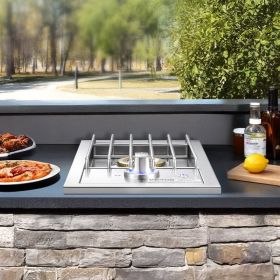 Single Grilling Side Burner For Outdoor 17,000BTU Propane & Natural Gas (red: Silver)