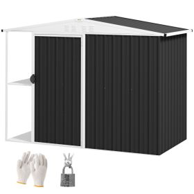 8 X 4ft Outdoor Garden Shed, Metal Shed With Air Vents And Lock For Backyard, Garden, Patio, Dark Gray (red: Gray)