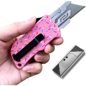 Aluminum Retractable Multi-Purpose Knife, Includes 5 SpareBlades -Quick Replacement, EDC Tool Pocket Knife (red: Pink)
