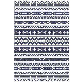 Reversible Outdoor Rug, Waterproof Plastic Straw With Carry Bag, 6 X 9, Blue  White Geometric (red: Blue)