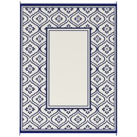 Reversible Outdoor Rug, Waterproof Plastic Straw With Carry Bag, 9 X 12, Blue White Gourd Border (red: Blue)