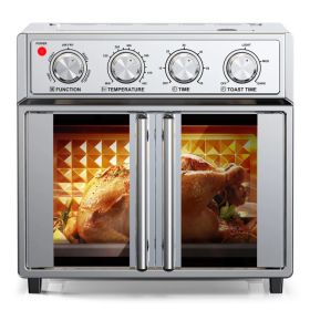 PlumChef 29.5 QT French Door Air Fryer Convection Toaster Oven, Extra Large 6 Slices, 1700W, Multifunction Oven For Air Fryer, Toast, Grill, Defr (red: AFJ26AStainless)