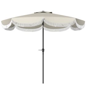 9FT Patio Umbrella,  Outdoor Market Umbrella With Crank, 8 Ribs, Push Button Tilt, Vented Patio Table Umbrella For Deck Backyard Lawn, Light Gray (red: Light Gray)