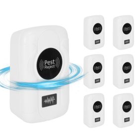 6 Pack 32-120KHz Ultrasonic Insect Repellent Indoor Plug In Bug Repellent Mosquito Roaches Mice Control With 3 Modes For Bedroom Garage Warehouse (red: 6Packs)