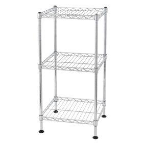 3Tier Wire Shelving Rack Metal Storage Shelf Unit For Laundry Bathroom Kitchen Pantry Closet (red: Silver)