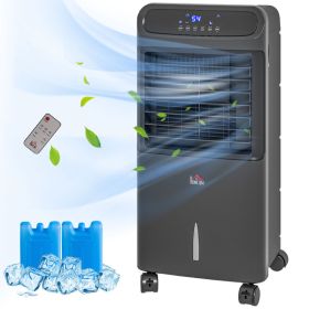 3-In-1 Ice Cooling Fan, Mobile Evaporative Air Cooler with Remote, Timer, Oscillating for Home Office, Bedroom, Black (red: Black-430x383x830 mm)