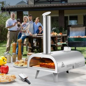 12' Outdoor Pizza Oven Portable Pellet/Gas Pizza Oven  For Camping (red: Silver)