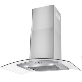 30" Wall Mount Range Hood 450CFM Tempered Glass Vented 3-Speed Fan W/LEDs (red: Silver)