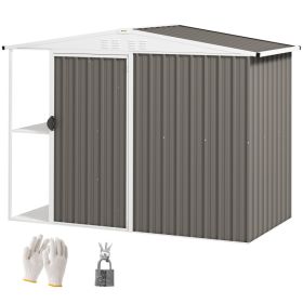 8 X 4ft Outdoor Garden Shed, Metal Shed With Air Vents And Lock For Backyard, Garden, Patio, Warm Gray (red: Gray)