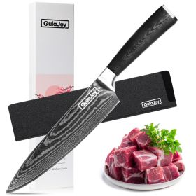Qulajoy 8 Inch Chef Knife, Ultra Sharp Japanese Damascus VG-10 Blade,Professional Kitchen Knife With Ergonomic G10 Handle And Sheath (red: Chef Knife)