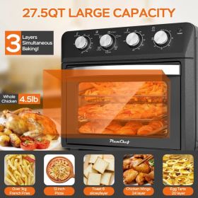 27.5QT 6-in-1 Air Fryer Toaster Oven Dropdown-Door 6-Slice Countertop Convection Oven For Air Frying, Baking, Roasting, Broiling & Grilling, 1600 (red: ATS25K3black)