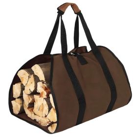 1Pc Firewood Carrier Bag With Handle Durable Wear Resistant Fireplace Logs Holder Side Opening Wood Storage Carrying Bag For Indoor Fireplace Out (red: Coffee)