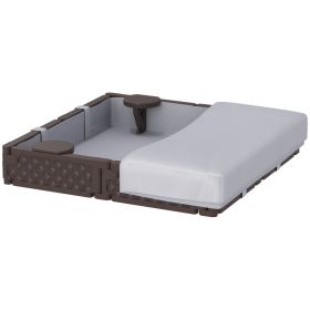 Kids Sandbox With Cover, 4 Corner Seats, Bottom Liner For Backyard, Garden, Outdoor, 47 X 47 X 9, Dark Brown (red: Dark Brown)