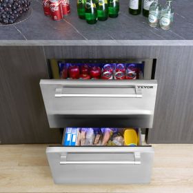 24 Inch Undercounter Refrigerator, 2 Drawer Refrigerator With Different Temperature, 4.87 Cu.ft. Capacity, Waterproof Indoor And Outdoor Under Co (red: Multicolor)