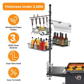 Standing BBQ Storage Caddy, Large Capacity Griddle Organizer With Multi-Size Baskets, Tool Hooks & Windproof Paper Towel Holder, Easy Assembly Fo (red: Back)