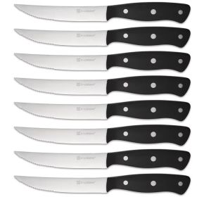 8-Piece 4.5-Inch Steak Knife Set, Carbon Steel Double Bevel, With Eco-Friendly POM Handles And Gift Box (red: Primary color)