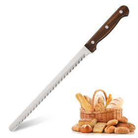 10-Inch Luxury Mirror Polished Carbon Steel Kitchen Bread Knife With Wooden Handle (red: 10inch)