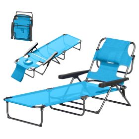 Folding Lounge Chair W Reclining Back, Light Blue (red: Light Blue)