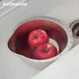 Slanted Bottom Drain Bowl - A Versatile Colander For Pasta, Rice, And Produce, A Time-saving Kitchen Sink Helper (red: Silver)