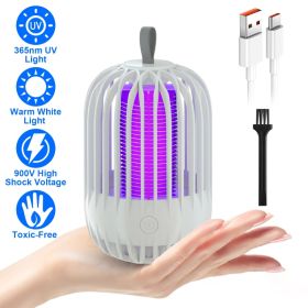 1Pc 900V High Voltage Cordless Indoor Bug Zapper Type C Rechargeable Mosquito Lamp Trap Portable Electric Mosquito Killer With Hanging Strap Nigh (red: White)