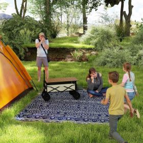 Reversible Outdoor Rug, Waterproof Plastic Straw With Carry Bag, 8 X 10, Blue & White Geometric (red: Blue)
